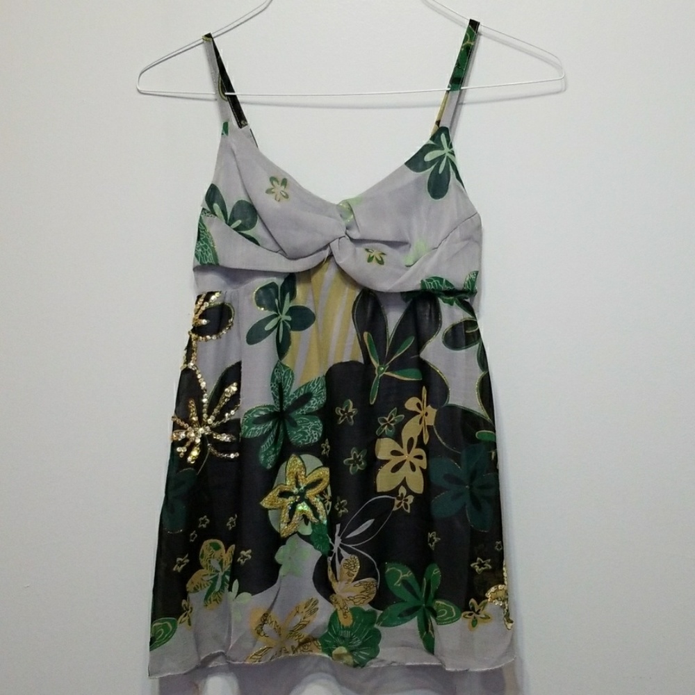 Babydoll cami with sequined flower